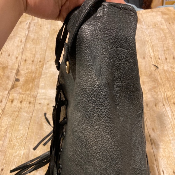 Monserat De Lucca Brizna Shopper Fringe Tote Bag Shoulder Purse Dark Green - Picture 15 of 16